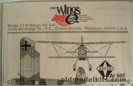 Vac Wings 1/72 Arado AR-68E - Bagged, VW7215 plastic model kit